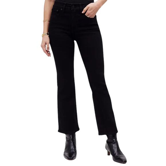 MADEWELL Black Rinse Wash Mid-Rise Kick Out Jeans Womens 26 Polished Casual Y2K - Picture 10 of 16